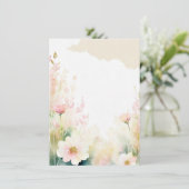 Lichtroze waterverf bloemenblanco bruiloft kaart (Staand voorkant)