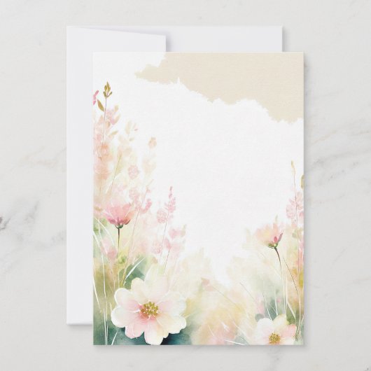 Lichtroze waterverf bloemenblanco bruiloft kaart (Voorkant)