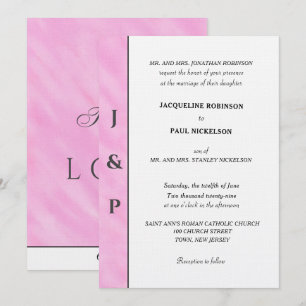 Lichtroze waterverf grijs monogram kaart