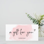 lichtroze waterverf logo cadeaubon (Staand voorkant)