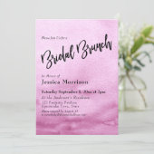 Lichtroze Waterverf Ombre Bruids Brunch Kaart (Staand voorkant)