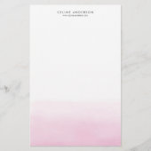 Lichtroze Waterverf Ombre Gradient gepersonaliseer Briefpapier (Voorkant)
