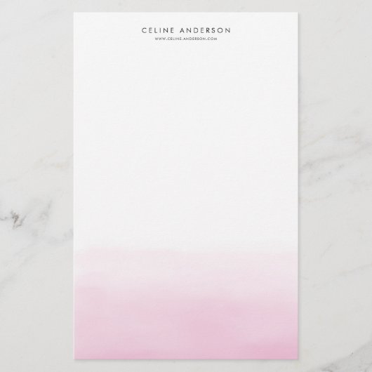 Lichtroze Waterverf Ombre Gradient gepersonaliseer Briefpapier (Voorkant)