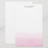 Lichtroze Waterverf Ombre Gradient gepersonaliseer Briefpapier (Voorkant / Achterkant)