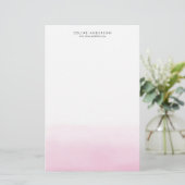 Lichtroze Waterverf Ombre Gradient gepersonaliseer Briefpapier (Staand voorkant)