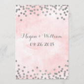 Lichtroze Waterverf Zilver Confetti Wedding Menu (Achterkant)