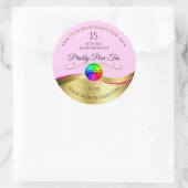 Lichtroze Wavy Gold Logo Monogram Productlabel Ronde Sticker (Tas)