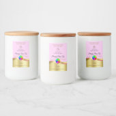 Lichtroze Wavy Gold Logo Monogram Productlabel Voedselcontainer Etiket (Flessen)