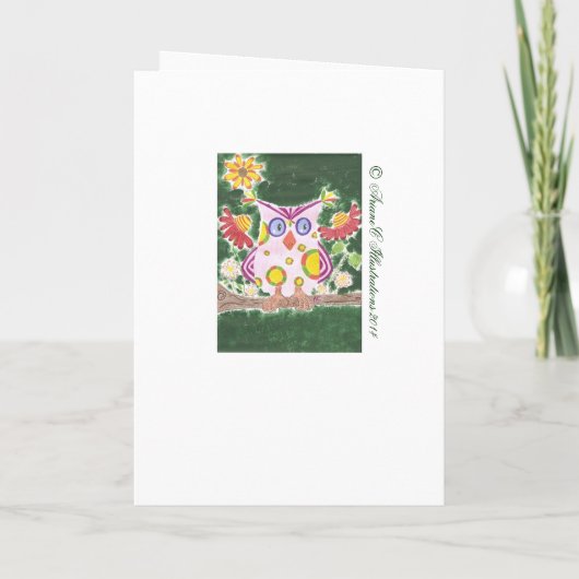 Lichtroze wenskaart met groene achtergrond kaart (Achterkant)