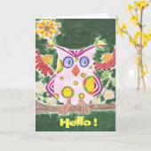 Lichtroze wenskaart met groene achtergrond kaart (Gele Bloem)