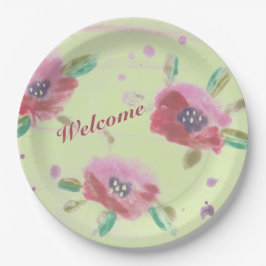 Lichtroze wilde rozen met muntgroen papieren bordje