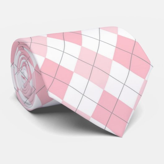 Lichtroze & witte Argyle stropdas (Opgerold)