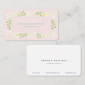 Lichtroze witte bloemige botanische Visitekaartje (Voorkant / Achterkant)