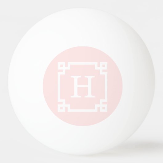 Lichtroze witte Griekse sleutelmonogram Lijst #2 I Pingpongbal (Voorkant)