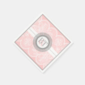 Lichtroze, witte kant patroon bruiloft servet (Hoek)