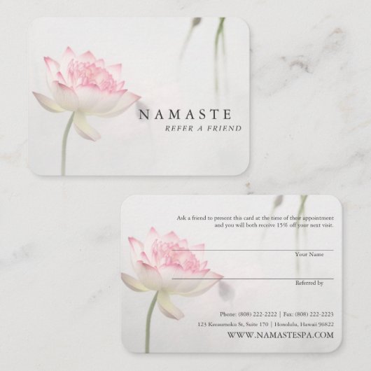 Lichtroze witte Lotus Holistische Gezondheidsverwi Visitekaartje (Voorkant / Achterkant)