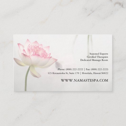 Lichtroze-witte lotusbloem © visitekaartje (Achterkant)