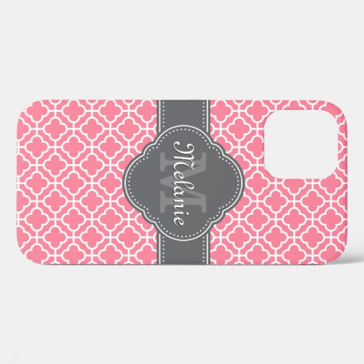 Lichtroze witte Marokkaanse zwarte grijze monogram Case-Mate iPhone Case (Achterkant (horizontaal))