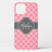 Lichtroze witte Marokkaanse zwarte grijze monogram Case-Mate iPhone Case (Achterkant)