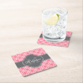 Lichtroze witte Marokkaanse zwarte grijze monogram Kartonnen Onderzetters (Insitu)