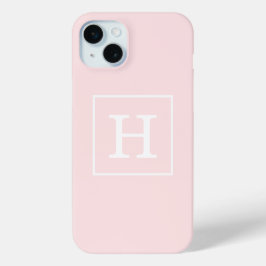 Lichtroze witte omhulde Initiaal monogram iPhone 15 Mini Hoesje