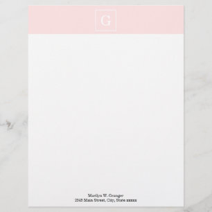 Lichtroze witte omhulde Initiaal monogram Custom Briefhoofd