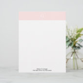 Lichtroze witte omhulde Initiaal monogram Custom Briefhoofd (Staand voorkant)