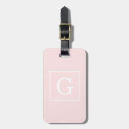 Lichtroze Witte Omlijst Initiaal Monogram Bagagelabel