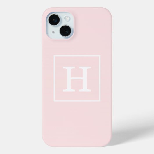 Lichtroze Witte Omlijst Initiaal Monogram Case-Mate iPhone Case (Achterkant)