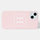 Lichtroze Witte Omlijst Initiaal Monogram Case-Mate iPhone Case (Achterkant (horizontaal))