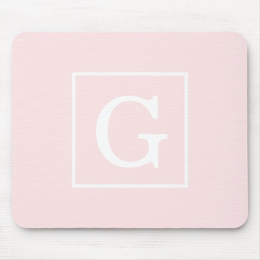 Lichtroze Witte Omlijst Initiaal Monogram Muismat (Voorkant)