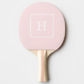 Lichtroze witte omrande initiële monogram tafeltennisbatje (Voorkant)