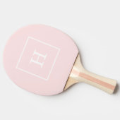 Lichtroze witte omrande initiële monogram tafeltennisbatje (Zijkant)