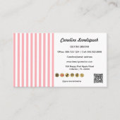 Lichtroze Witte Strepen QR Code Social Media Icoon Visitekaartje (Voorkant)
