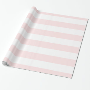 Lichtroze, Witte XL Strepen Patroon Cadeaupapier