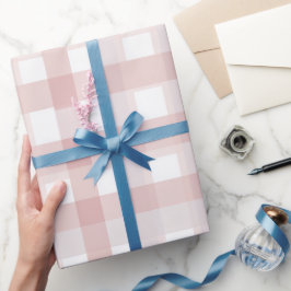 Lichtroze Witte Zachte Gingham Blush Plaid Patroon Cadeaupapier