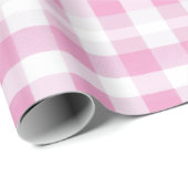 Lichtroze Witte Zachte Gingham Blush Plaid Patroon Cadeaupapier (Rol Hoek)
