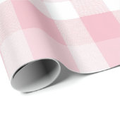 Lichtroze Witte Zachte Gingham Blush Plaid Patroon Cadeaupapier (Rol Hoek)