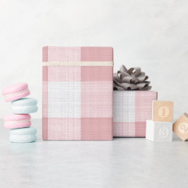 Lichtroze Witte Zachte Gingham Blush Plaid Patroon Cadeaupapier