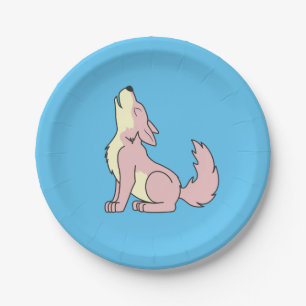 Lichtroze Wolf Pup Howling Papieren Bordje