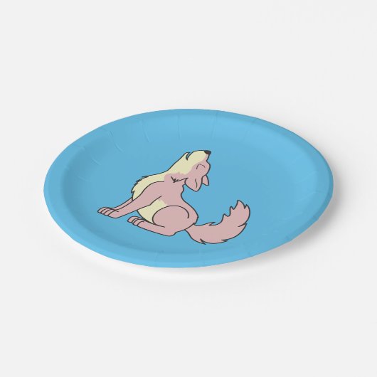 Lichtroze Wolf Pup Howling Papieren Bordje (Gekanteld)