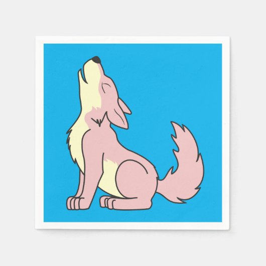 Lichtroze Wolf Pup Howling Servet (Voorkant)
