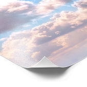 Lichtroze wolken in een blauwe lucht foto afdruk (Hoek)