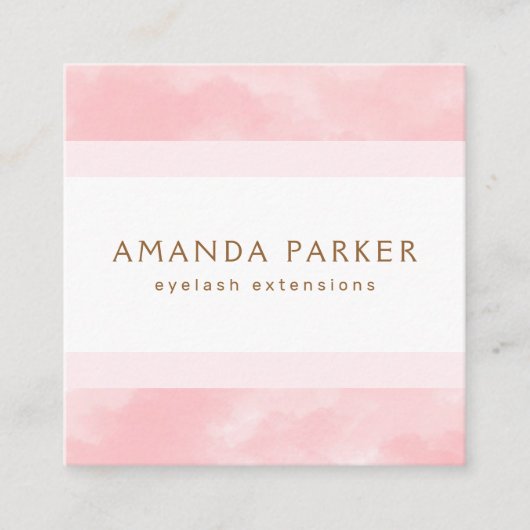 Lichtroze zachte waterverf elegante spa boutique vierkante visitekaartje (Voorkant)