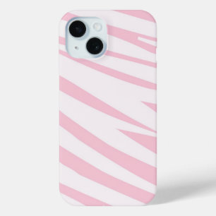 Lichtroze zebrapatroon iPhone 15 case