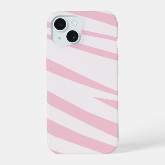 Lichtroze zebrapatroon iPhone 15 case (Achterkant)
