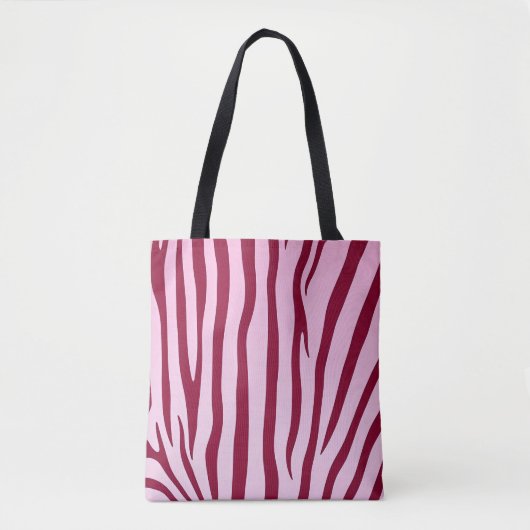 Lichtroze zebrastrepen tote bag (Voorkant)