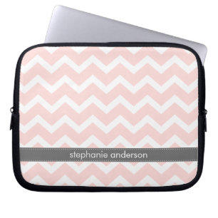 Lichtroze Zig Zag Chevrons Patroon Laptop Sleeve