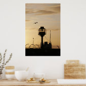 Lichtschip bij zonsondergang poster (Keuken)