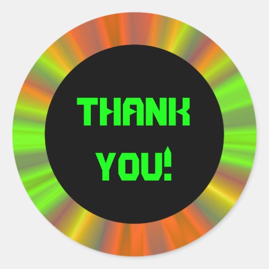 Lichtshow Fractale Kunst Bedankt Ronde Sticker (Voorkant)